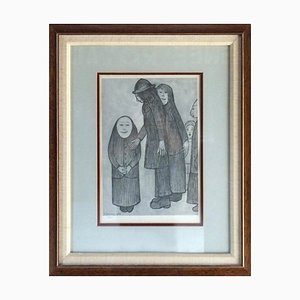 Laurence Stephen Lowry, Family Discussion, Etching, Framed