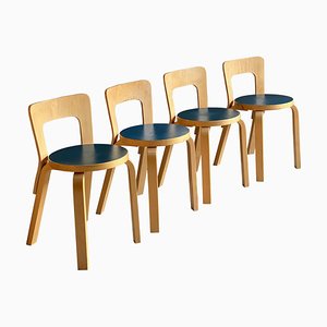 Finnish Model 65 Dining Chairs by Alvar Aalto for Artek, 1950s, Set of 4