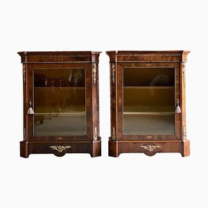 Victorian Walnut Pier Cabinets, 1880s, Set of 2