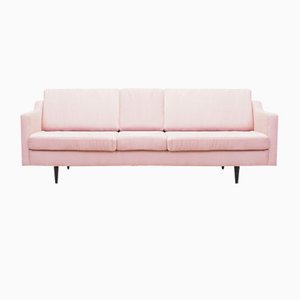 Pink Velvet Sofa, Denmark, 1980s