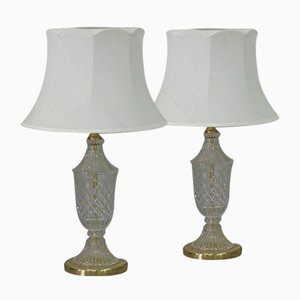 Hollywood Regency Glass Table Lamps, Set of 2
