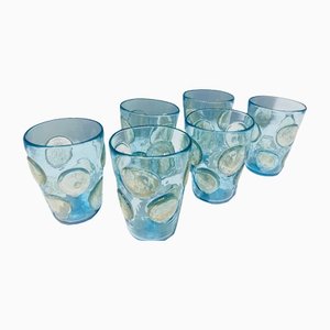 Italian Drinking Glasses in Turquoise Murano Glass from Ribes Studio, Set of 6