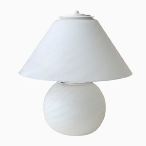 White Swirl Murano Glass Mushroom Lamp
