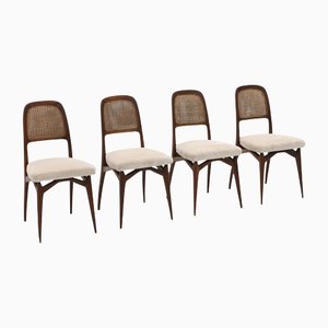Vienna Straw and Velvet Chairs, 1950s, Set of 4