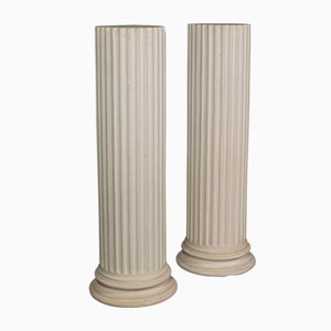 Vintage English Jardiniere Fluted Display Pillars, Set of 2