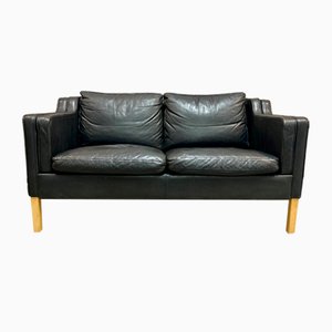 Scandinavian Two-Seater Sofa in Black Leather from Stouby
