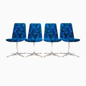 Vintage Swivel Chairs with Floral Pattern, 1960s, Set of 4