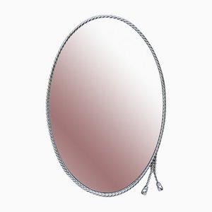 Rope and Tassel Chrome Oval Mirror, France, 1970s