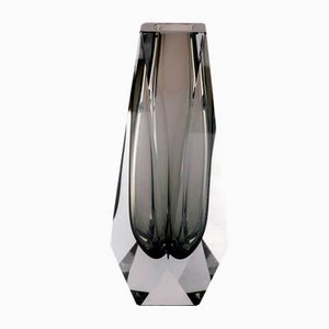 Large Faceted Sommerso Murano Glass Vase by Flavio Poli for Seguso, 1960s