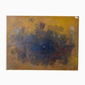 JB Thiery, pintura abstracta, 1961, óleo sobre tabla de madera