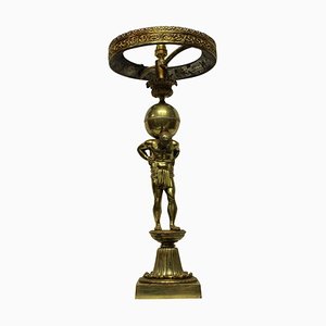 English Regency Atlas Lamp in Gilt Bronze