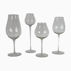 Large Glass Goblets, Czechoslovakia, 1960s, Set of 4