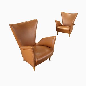 Vintage Brown Armchairs, 1950s, Set of 2