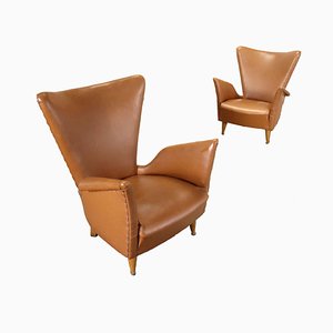 Vintage Brown Armchairs, 1950s