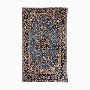 Floraler Isfahan Teppich in Blaugrau mit Rand und Medaillon