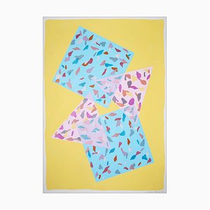 Natalia Roman, Terrazzo blu e rosa, 2022, acrilico su carta per acquerello