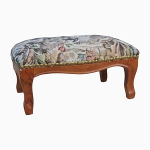 Small French Footstool with Upholstery and Eyelets