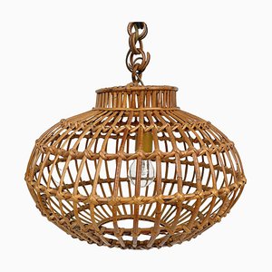 Rattan Globe Pendant Lamp, Italy, 1960s