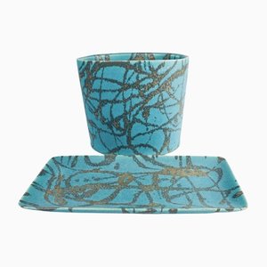 Handgefertigte Vase & Teller von Hiroaki Morino Taimei, Kyoto, Japan, 2er Set