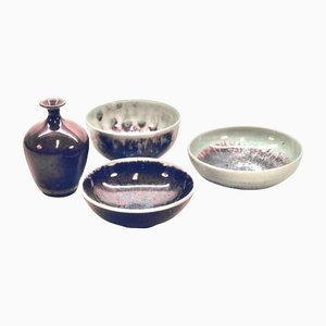 Vintage Bowls & Vase Set by Sven Hofverberg, Set of 4