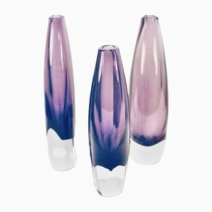 Glass Vases by Gunnar Nylund for Strömbergshyttan, Set of 3