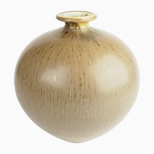 Vase in Grauer Haresfur Glasur von Berndt Friberg