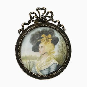 19th Century Bronze Miniature Portrait Frame by Jean Derval