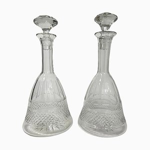Crystal Ship Decanters in Bell Shape, Set of 2