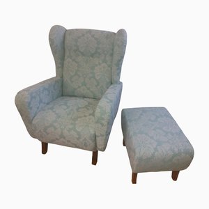 Armchair and Stool by Jindřich Halabala, Set of 2