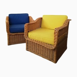 Wicker Armchairs, Set of 2