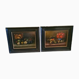 Dutch Fruit Still-Life Paintings, Early 20th-Century, Oil on Canvas, Framed, Set of 2