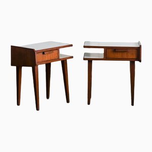 Rosewood Bedside Tables with Formica Shelves, 1950s, Set of 2