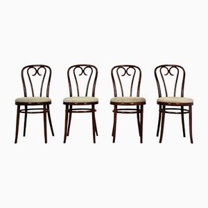 Wooden Bentwood Chairs, 1950s, Set of 4