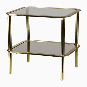 Mid-Century Brass & Smoked Glass Side Table, 1960s