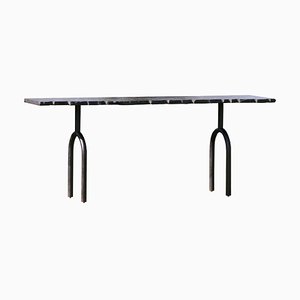 Brass and Marble Ag-01 Arch Occasional Table Console by Edouard Sankowski for Krzywda