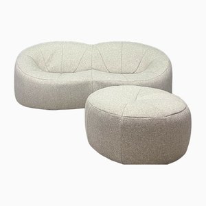 French Pumpkin 2 Seater Sofa Settee with Footstool by Pierre Paulin for Ligne Roset, Set of 2
