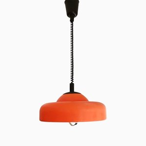 Mid-Century Modern Orange Pull Down Hanging Lamp in Acrylic, 1960s