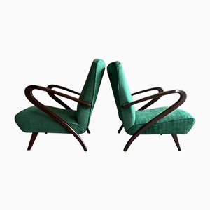 Mid-Century Green Armchairs, 1950s, Set of 2