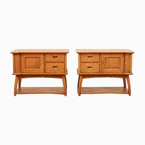 Set de Tables de Chevet en Bois Massif, 1940, Set de 2