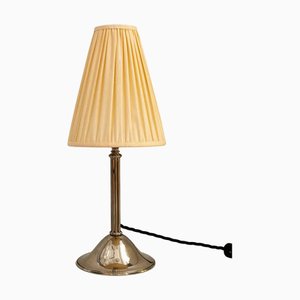 Art Deco Nickel-Plated Table Lamp with Fabric Shade, 1920s
