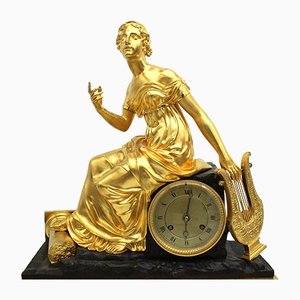 19th Century Empire Gilt Bronze Pendulum Clock