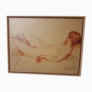Gustave Balenghien, Nude, Oil on Canvas, Framed