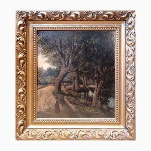 Eduard Majsch, Paesaggio rurale, XIX secolo, Olio su tela, Incorniciato