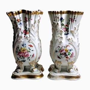 Napoleon III Shaped Vases from Porcelaine De Paris, Set of 2