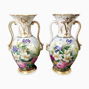 Französische Napoleon III Vasen von Porcelaine De Paris, 2er Set