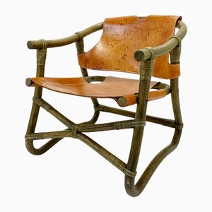 Espri Leather and Bamboo Easy Chair from Ikea, 1970s