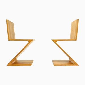 Vintage Zig Zag Stühle von Gerrit Rietveld, 2er Set