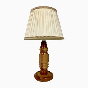 Italienische Mid-Century Tischlampe mit Intarsien aus Holz