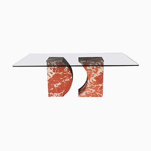 Glass and Marble Legged Coffee Table