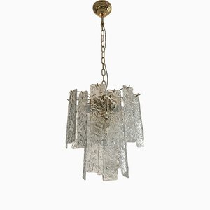 Murano Glass Hammer Listello Chandelier with Gold Metal Frame from Murano